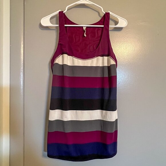 Lululemon Run: First Base Tank Pow Stripe Angel Wing / Plum Size 10 - Picture 4 of 6